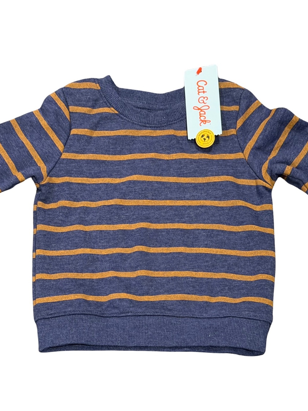 Target Cat & Jack Navy and Mustard Striped Kids Sweatshirt 12M